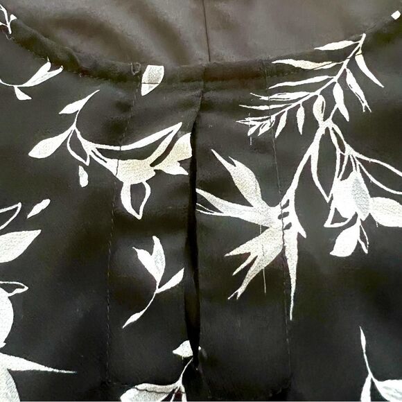 Lane Bryant Chiffon Cold Shoulder Ruffle Black White Floral Print Blouse - Picture 5 of 10